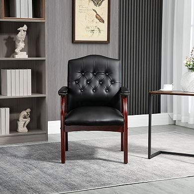 GOODSILO Ergonomic Mid-Back Leather Office Chair with Padded Seat and Arms for Conference Rooms