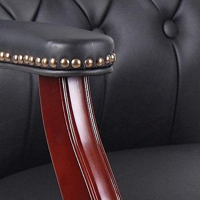 GOODSILO Ergonomic Mid-Back Leather Office Chair with Padded Seat and Arms for Conference Rooms