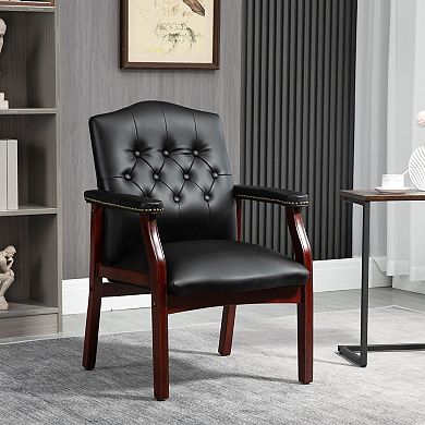 GOODSILO Ergonomic Mid-Back Leather Office Chair with Padded Seat and Arms for Conference Rooms