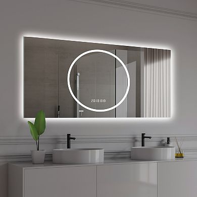ELEMENT ACE 48x24 Inch LED Bathroom Mirror, Anti-Fog, Temperature Display, Dimmable Lighting