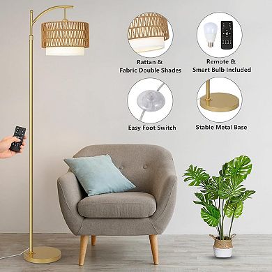 ELEMENT ACE Modern Arc Floor Lamp with Remote Control, Dimmable & Adjustable Height