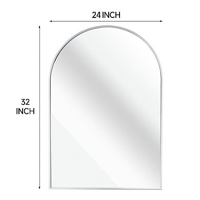 ELEMENT ACE 24x32 Inch Black Metal Framed Arched Wall Mirror with Shatterproof Design