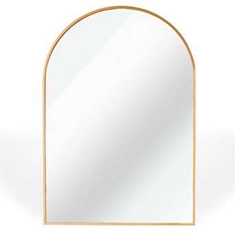ELEMENT ACE 24x32 Inch Black Metal Framed Arched Wall Mirror with Shatterproof Design