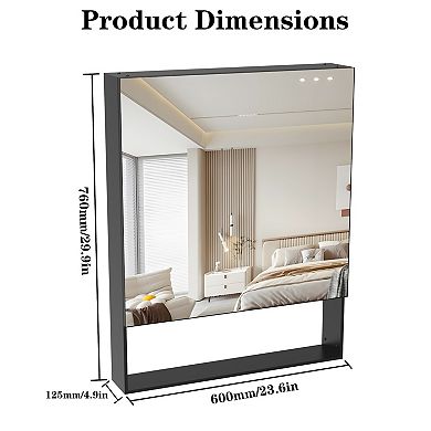 ELEMENT ACE 24-Inch by 30-Inch Wall Mounted Medicine Cabinet with Mirror and Adjustable Storage