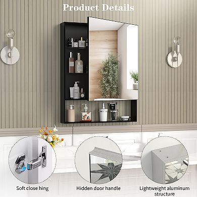 ELEMENT ACE 24-Inch by 30-Inch Wall Mounted Medicine Cabinet with Mirror and Adjustable Storage