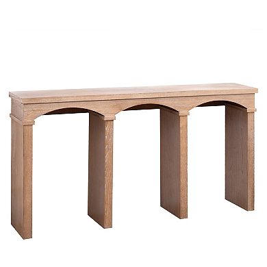 GOODSILO Rustic Archway Console Table with Decorative Arched Legs and Natural Finish