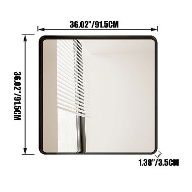 ELEMENT ACE Large Square Metal Framed Wall Mirror for Modern Bathroom and Living Room Decor