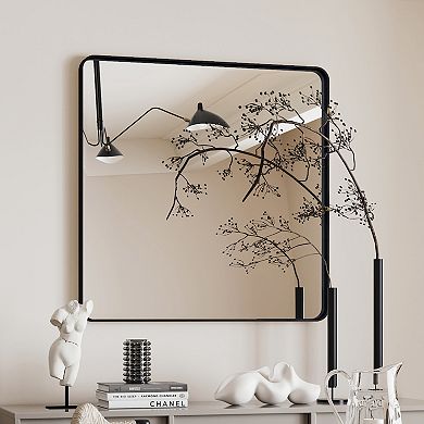 ELEMENT ACE Large Square Metal Framed Wall Mirror for Modern Bathroom and Living Room Decor