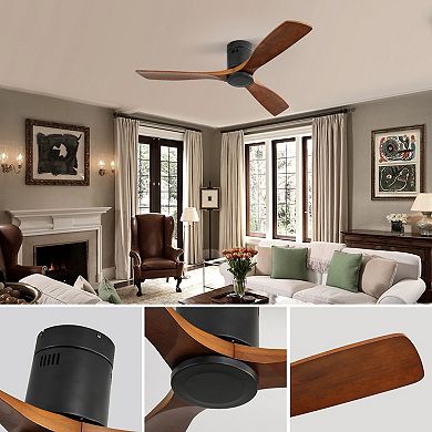 ELEMENT ACE 52" Indoor Ceiling Fan, 3 Solid Wood Blades, Remote Control, Reversible DC Motor