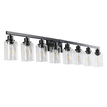 ELEMENT ACE Contemporary 8-Light Vanity Lighting Fixture with Clear Glass Shades for Bathroom Mirror