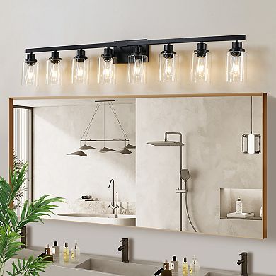 ELEMENT ACE Contemporary 8-Light Vanity Lighting Fixture with Clear Glass Shades for Bathroom Mirror
