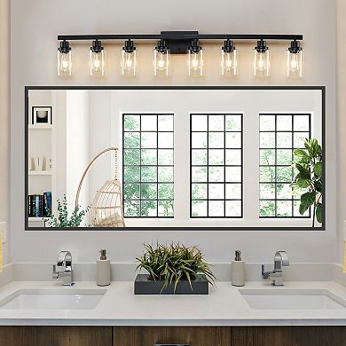 ELEMENT ACE Contemporary 8-Light Vanity Lighting Fixture with Clear Glass Shades for Bathroom Mirror