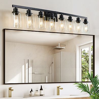 ELEMENT ACE Contemporary 8-Light Vanity Lighting Fixture with Clear Glass Shades for Bathroom Mirror
