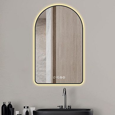 ELEMENT ACE Arched LED Bathroom Mirror with Time, Temperature, Anti-Fog & Dimmable Lighting