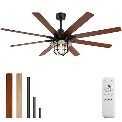 ELEMENT ACE 66" Modern Ceiling Fan with 6 Speeds, 8 Blades, Remote, Reversible DC Motor & Light