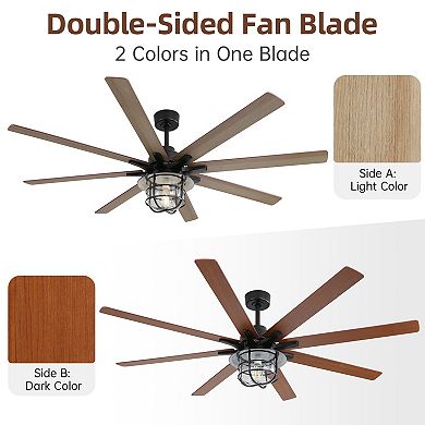 ELEMENT ACE 66" Modern Ceiling Fan with 6 Speeds, 8 Blades, Remote, Reversible DC Motor & Light