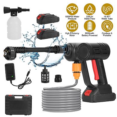 Cordless Electric Pressure Washer 1000PSI with 6-in-1 Nozzle