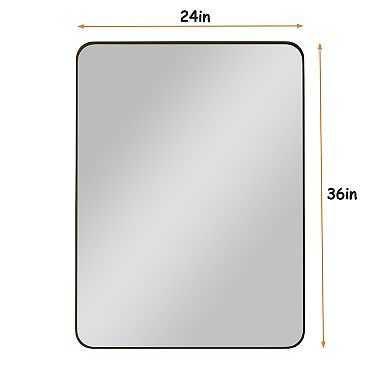 ELEMENT ACE 24x36 Inch Black Rectangular Metal Framed Wall Mirror for Modern Home Decor