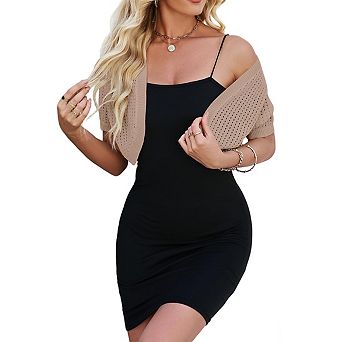 Womens Open Front Short Sleeve Cropped Knit Lightweight Casual Cardigan Tops