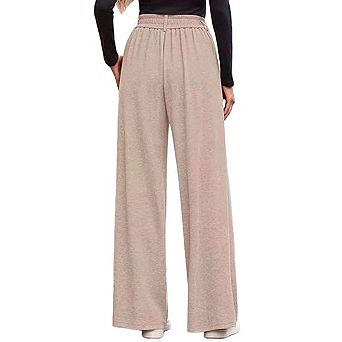 Women High Rise Wide Leg Pants Pleated Front Dressy Lounge Palazzo Pants Work Business with Pockets
