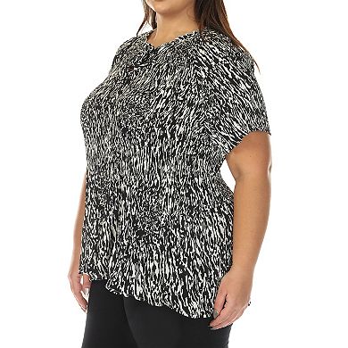 Plus Size Short Sleeve Printed Peplum Top