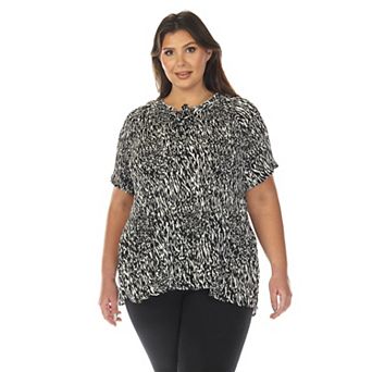 Plus Size Short Sleeve Printed Peplum Top