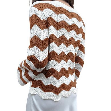 Womens V Neck Long Sleeve Cardigan Knit Pattern Drawstring Front Casual Cardigan Tops