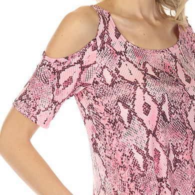 Women’s Cold Shoulder Snake Print Swing Top