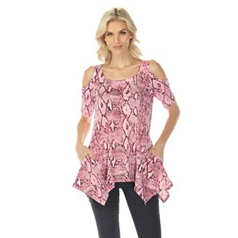 Women’s Cold Shoulder Snake Print Swing Top