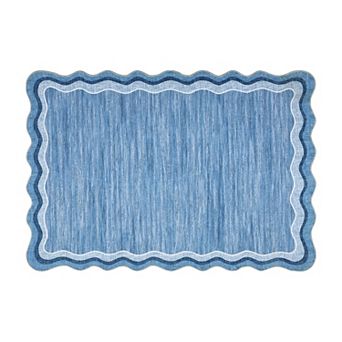 Area Rug for Living Room Modern Washable Rugs for Bedroom, Stain Resistant Low Pile Scalloped Rug