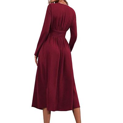 mother of the groom burgundy dresses WEDTREND woman Elegant Burgundy Mother of the Bride Dress With Beading  A-line Boat Neck Formal Dress