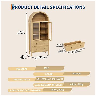 1 Particle Board Round Dome Acrylic Cabinet Door, Durable, Stylish, Easy to Clean, Scratch Resistant