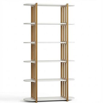 ANIXOL 6 tier Industrial Wood Bookshelf