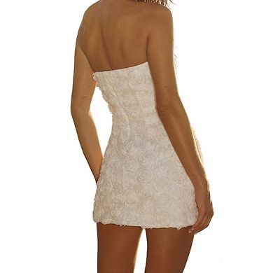 Womens Strapless Sleeveless Bodycon Floral Casual Formal Elegant Mini Dress