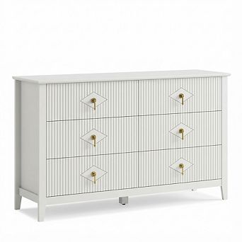 6-Drawer Fluted Dresser with Metal Handles