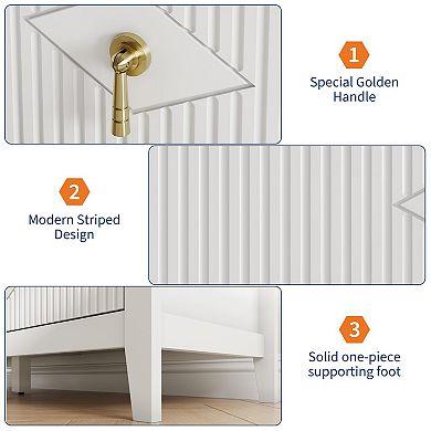 6-Drawer Fluted Dresser with Metal Handles