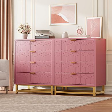 ANIXOL 4-Drawer PINK Wood Dresser