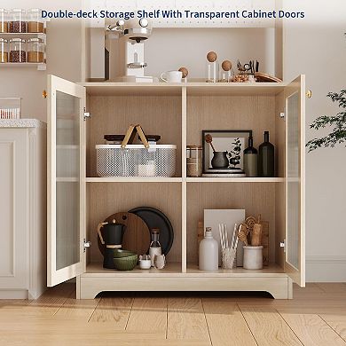 ANIXOL Kitchen Pantry Cabinet with Hutch