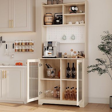 ANIXOL Kitchen Pantry Cabinet with Hutch