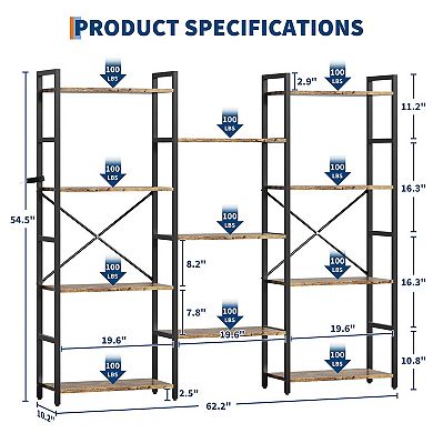 ANIXOL Industrial Triple Column Bookshelf