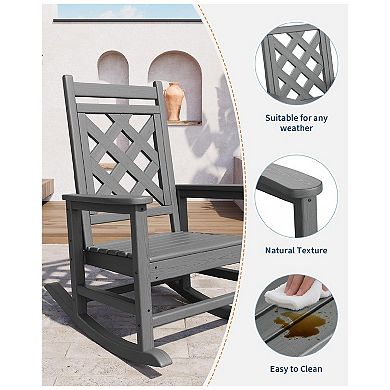 1 PCS Outdoor Rocking Chair, HDPE Patio Rocking Chair for Deck, Pool, Backyard