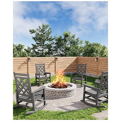 1 PCS Outdoor Rocking Chair, HDPE Patio Rocking Chair for Deck, Pool, Backyard