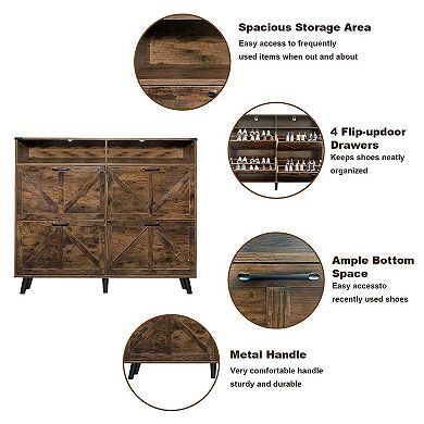 ANIXOL4-Drawer Slim Flip Shoe Cabinet