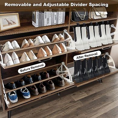 ANIXOL4-Drawer Slim Flip Shoe Cabinet