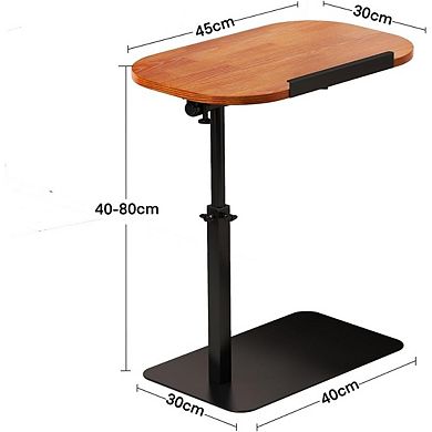 C Shaped Side Table, Height Adjustable End Tables with 180° Rotating Tabletop, Space-Saving