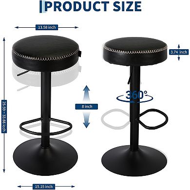 Modern Bar Stools Set of 2, Adjustable Height Stools with Footrest for Kitchen Home Bar Bedroom