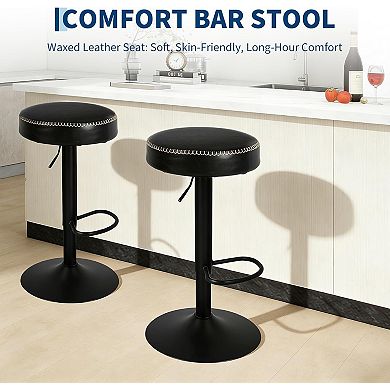Modern Bar Stools Set of 2, Adjustable Height Stools with Footrest for Kitchen Home Bar Bedroom