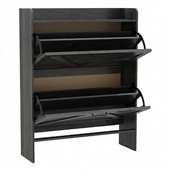 Slim Shoe Storage Cabinet with 2 Flip-Out Drawers, Freestanding Entryway Organizer