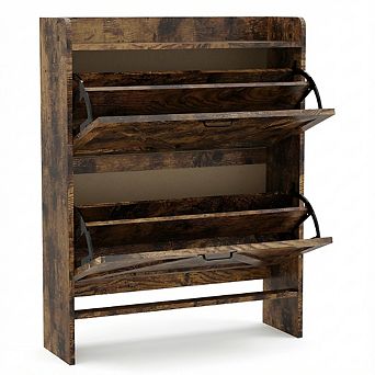 Slim Shoe Storage Cabinet with 2 Flip-Out Drawers, Freestanding Entryway Organizer