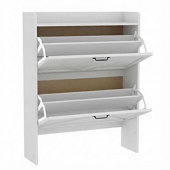 Slim Shoe Storage Cabinet with 2 Flip-Out Drawers, Freestanding Entryway Organizer
